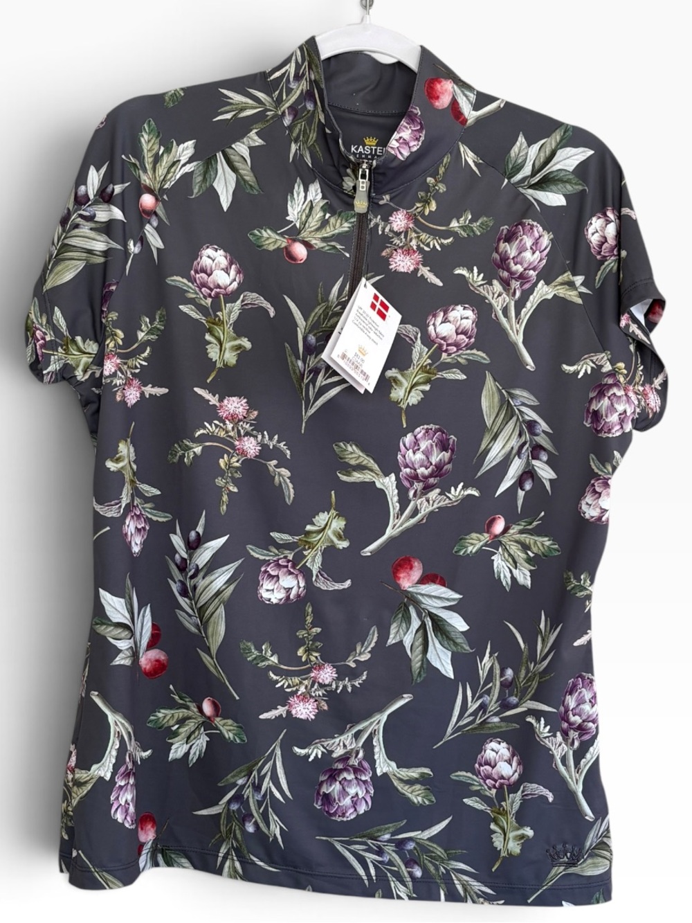 New Kastel Denmark Mediterranean Botanical Print Polo Shirt Size XL